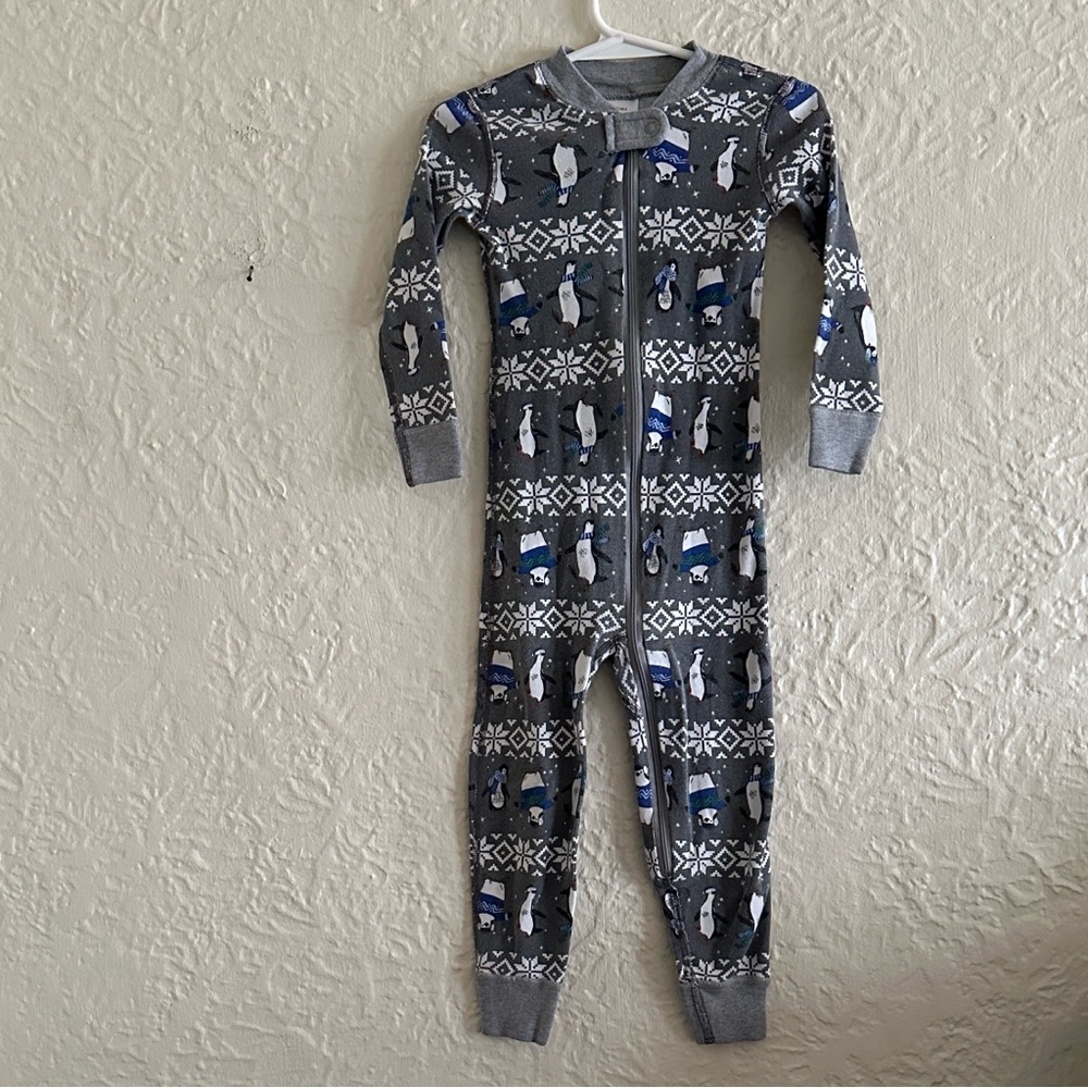 Hanna Andersson Night Night Sleeper Winter Penguins Gray Blue 3 Girl Boy